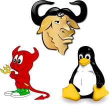 Logo of Linux, FreeBSD and GNU